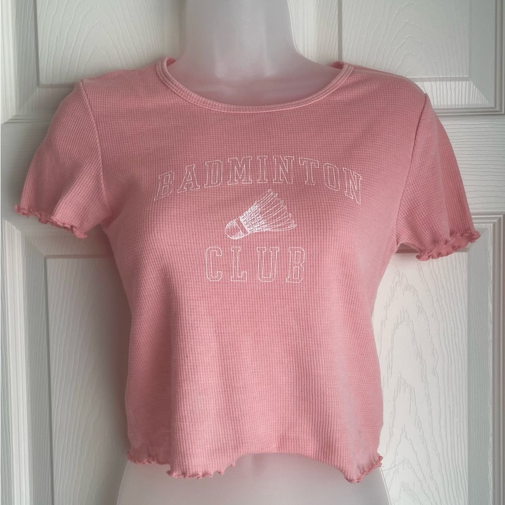 American Eagle Outfitters Pink Crop T-Shirt Fitted Style